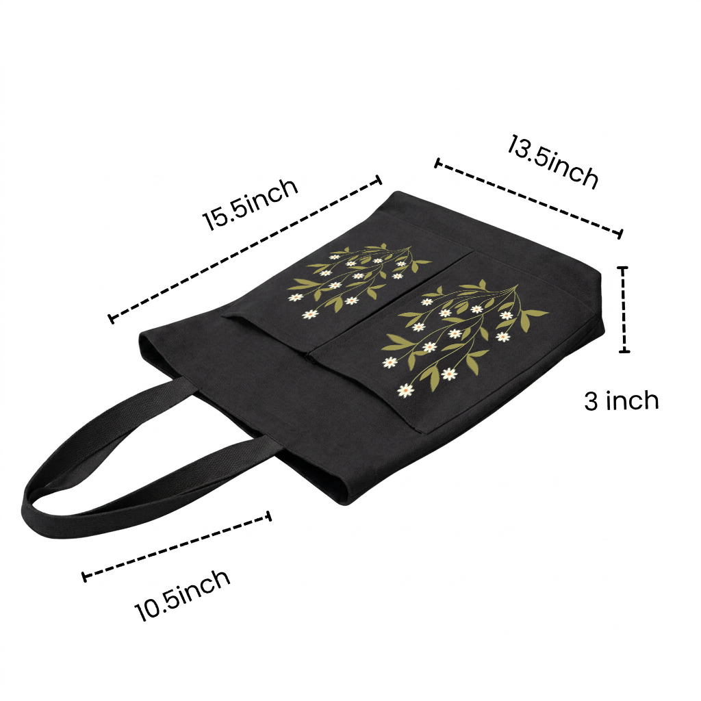 2-Pocket Canvas Tote Bag – Reusable Heavy-Duty Cotton Shopping Tote with Dual Front Pockets (Copy)