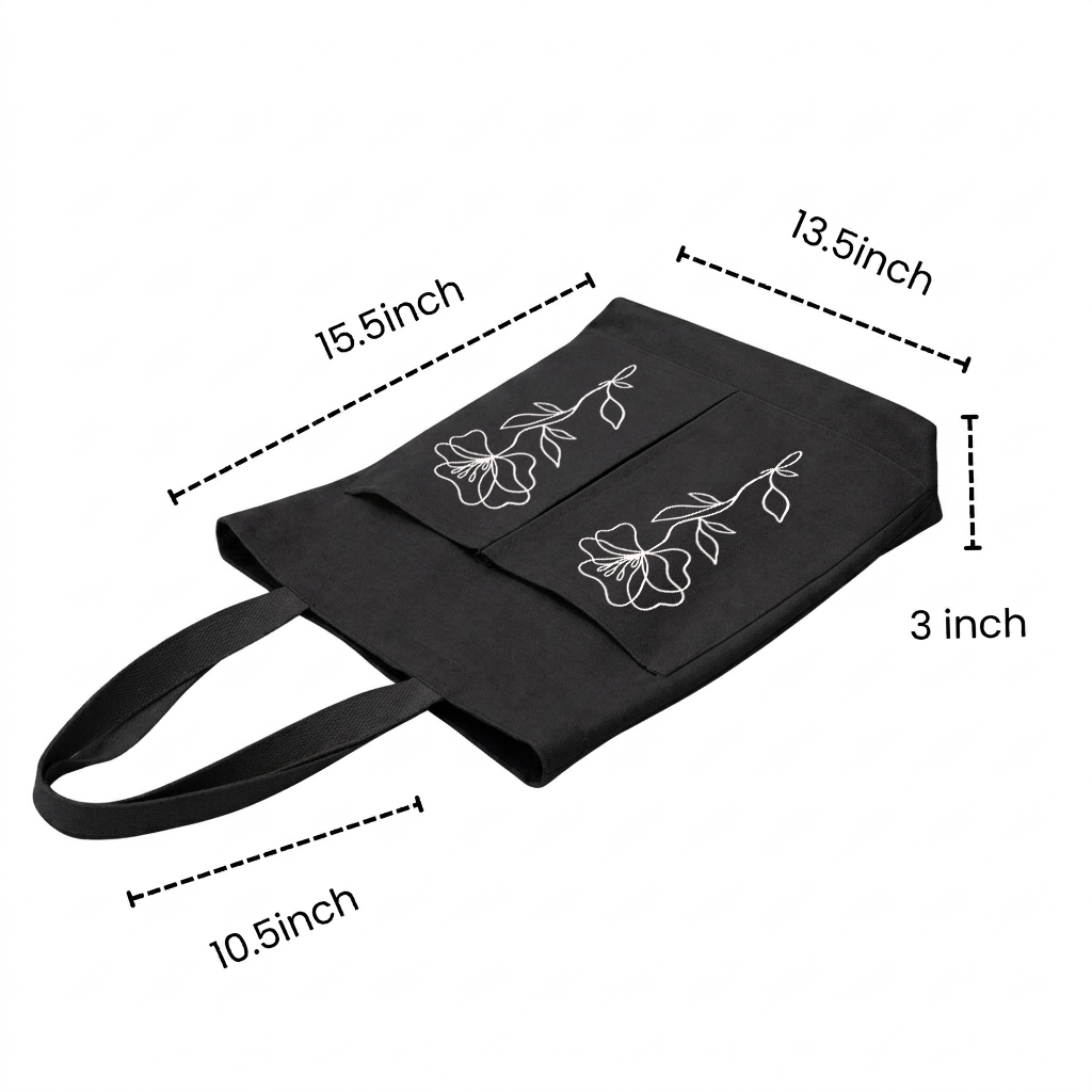 Reusable Cotton Canvas Tote Bag with Dual Pockets