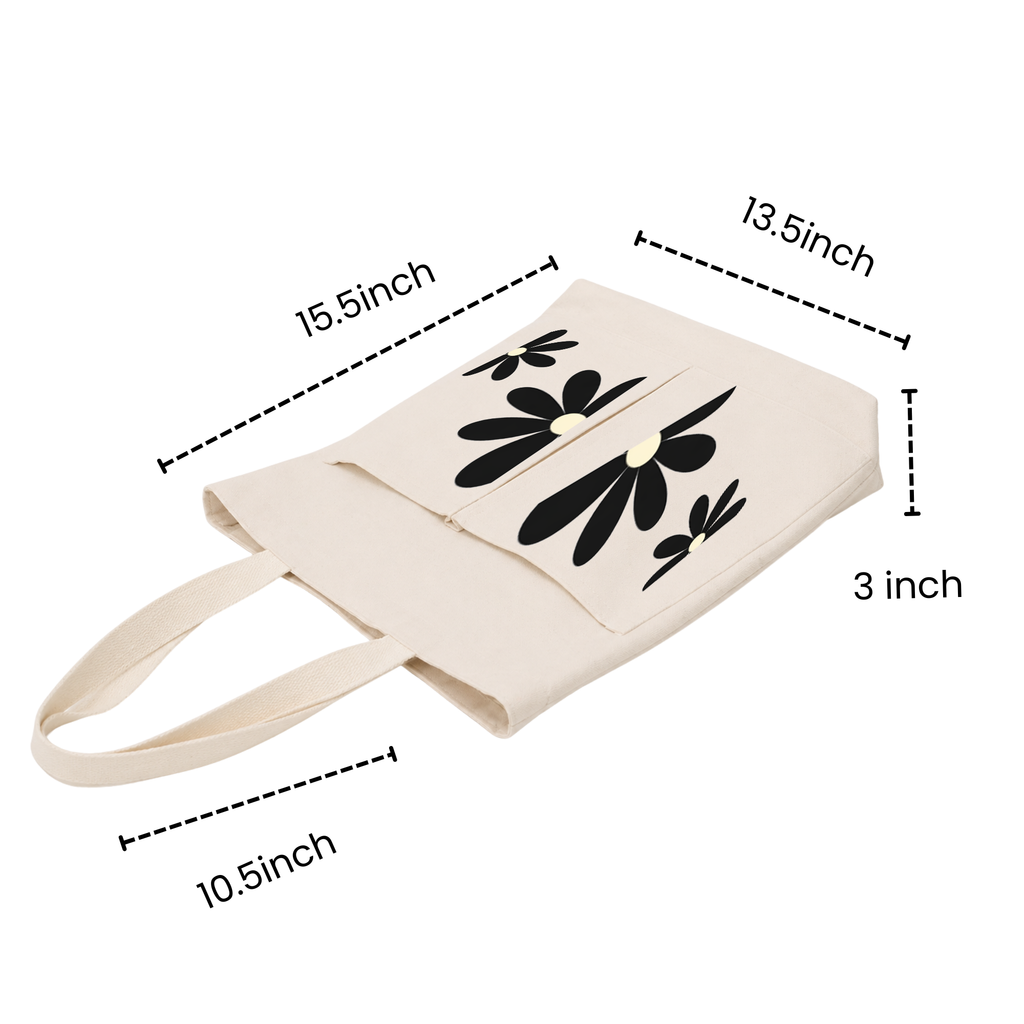 2-Pocket Canvas Tote Bag – Reusable Heavy-Duty Cotton Shopping Tote with Dual Front Pockets