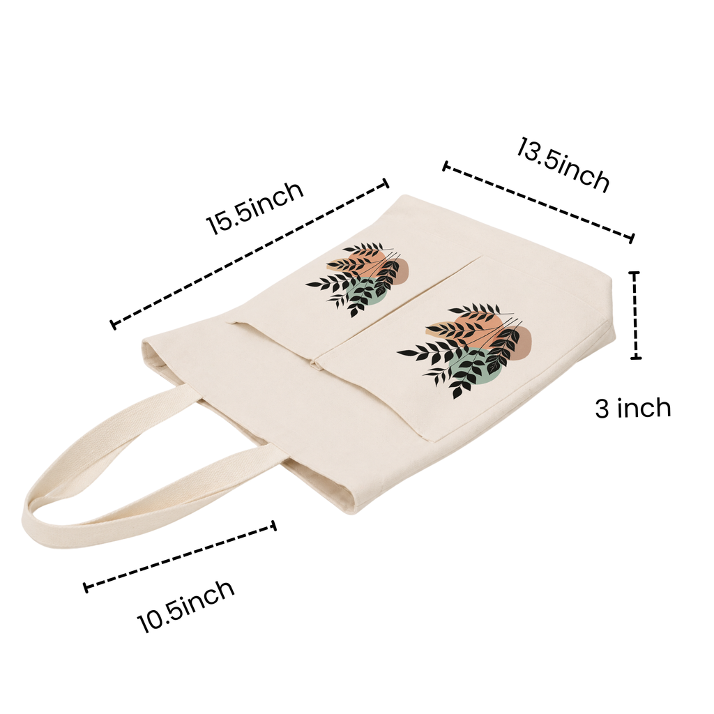 2-Pocket Canvas Tote Bag – Reusable Heavy-Duty Cotton Shopping Tote with Dual Front Pockets (Copy)