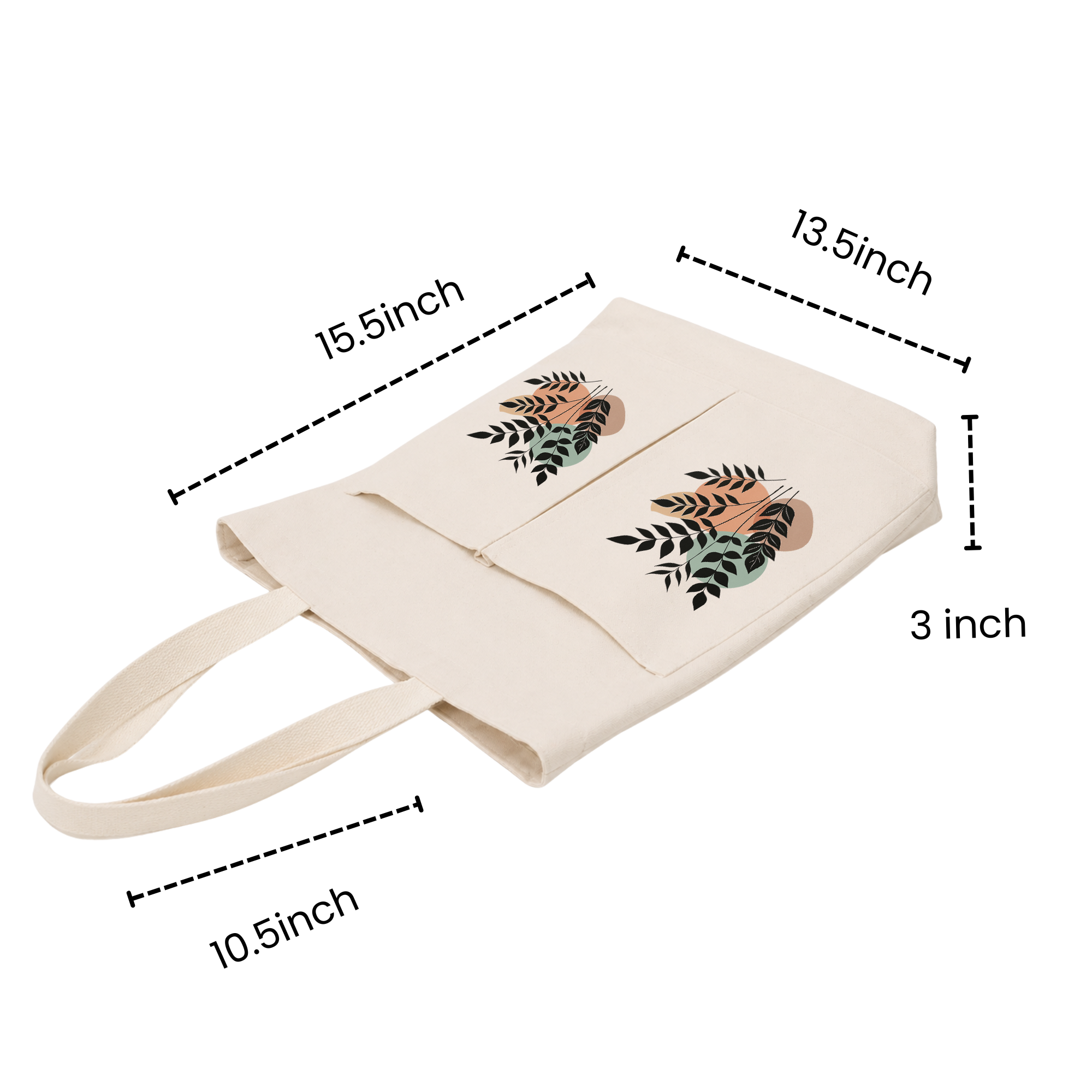 2-Pocket Canvas Tote Bag – Reusable Heavy-Duty Cotton Shopping Tote with Dual Front Pockets (Copy)